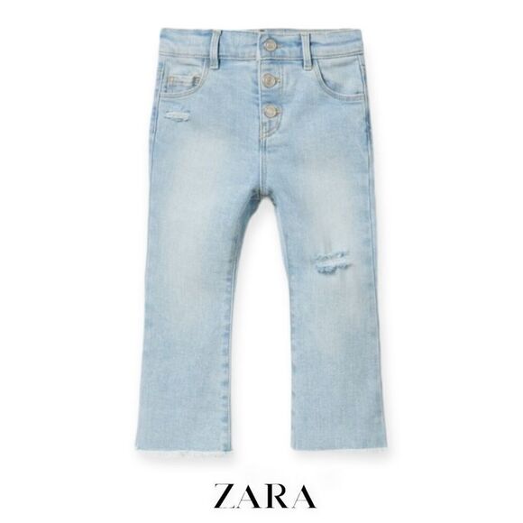 ZARA Kids | Blue | FLARED FRAYED JEANS - Picture 1 of 5